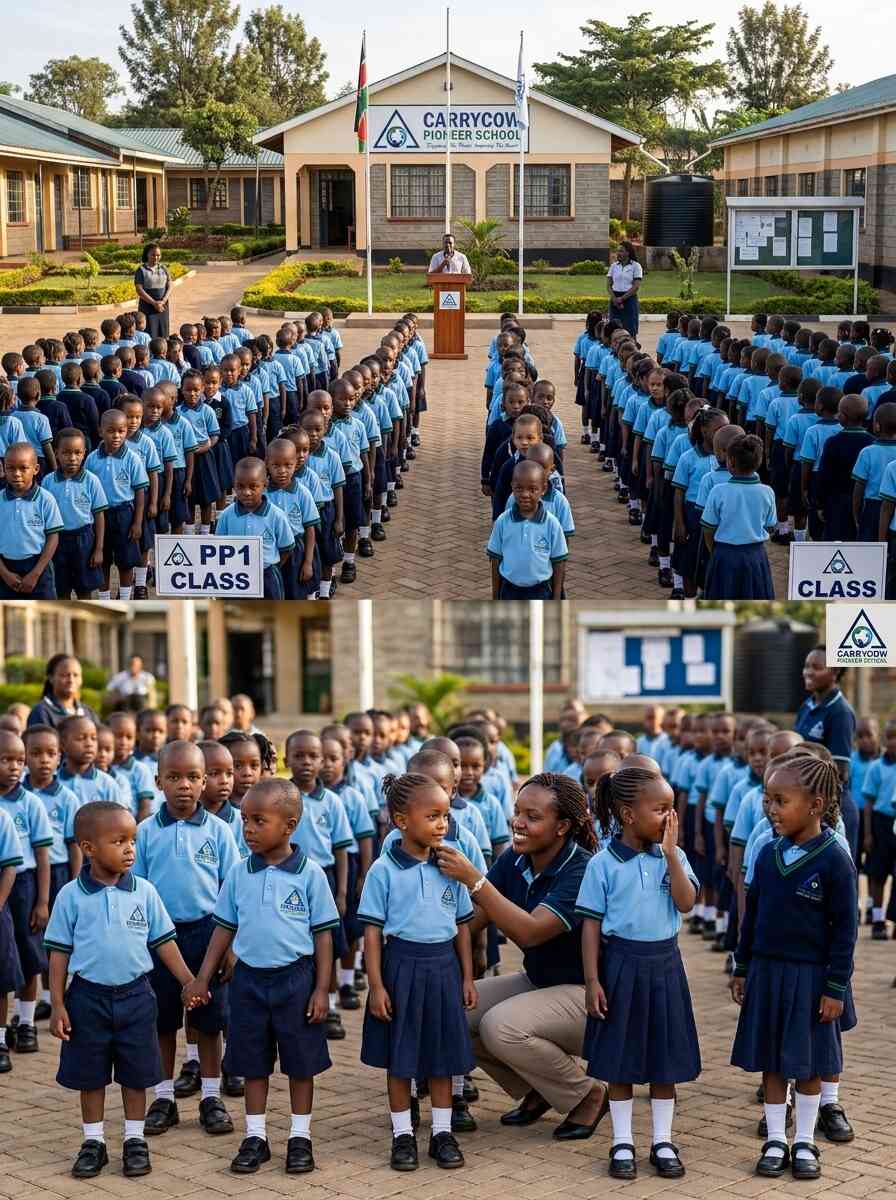Carrycow Pioneer School PP1 class during morning assembly